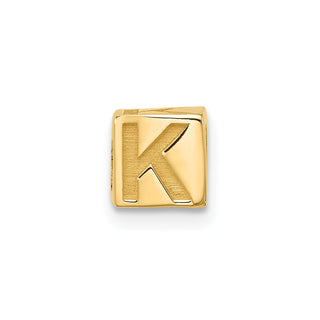 14K Yellow Gold Alphabet Bead Letter K Charm