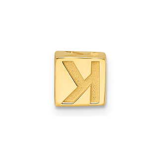14K Yellow Gold Alphabet Bead Letter K Charm