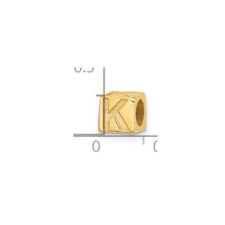 14K Yellow Gold Alphabet Bead Letter K Charm