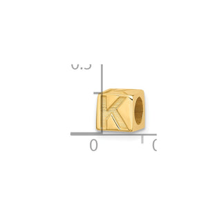 14K Yellow Gold Alphabet Bead Letter K Charm