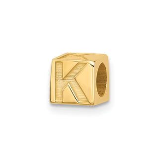 14K Yellow Gold Alphabet Bead Letter K Charm