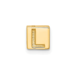 14K Yellow Gold Alphabet Bead Letter L Charm