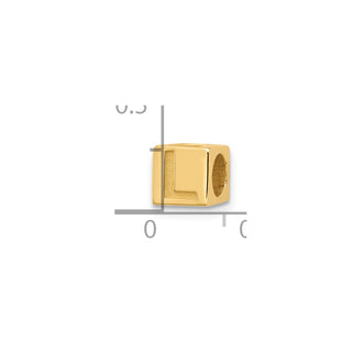 14K Yellow Gold Alphabet Bead Letter L Charm