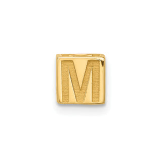 14K Yellow Gold Alphabet Bead Letter M Charm
