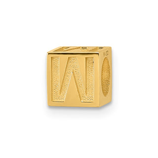 14K Yellow Gold Alphabet Bead Letter M Charm
