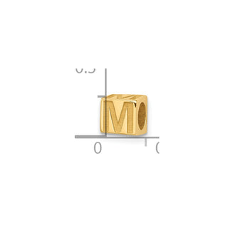 14K Yellow Gold Alphabet Bead Letter M Charm
