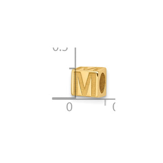 14K Yellow Gold Alphabet Bead Letter M Charm