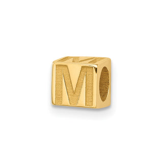 14K Yellow Gold Alphabet Bead Letter M Charm