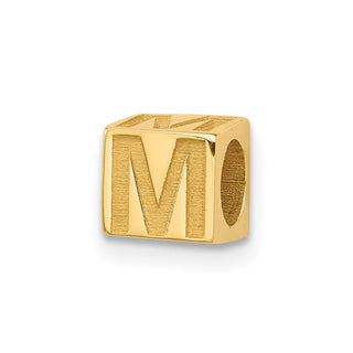 14K Yellow Gold Alphabet Bead Letter M Charm