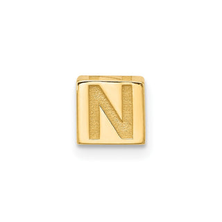 14K Yellow Gold Alphabet Bead Letter N Charm
