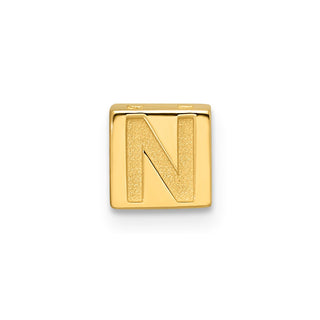 14K Yellow Gold Alphabet Bead Letter N Charm