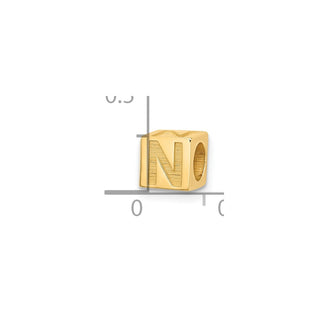 14K Yellow Gold Alphabet Bead Letter N Charm