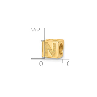 14K Yellow Gold Alphabet Bead Letter N Charm