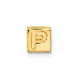 14K Yellow Gold Alphabet Bead Letter P Charm