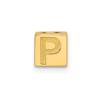 14K Yellow Gold Alphabet Bead Letter P Charm