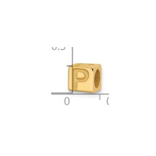 14K Yellow Gold Alphabet Bead Letter P Charm