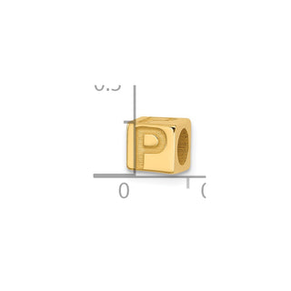 14K Yellow Gold Alphabet Bead Letter P Charm
