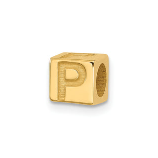 14K Yellow Gold Alphabet Bead Letter P Charm