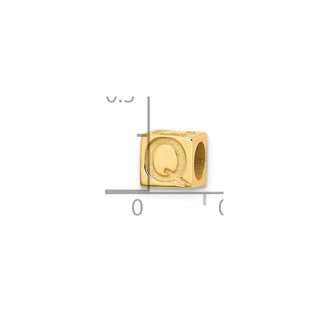 14K Yellow Gold Alphabet Bead Letter Q Charm