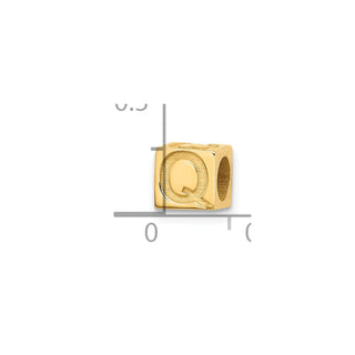 14K Yellow Gold Alphabet Bead Letter Q Charm