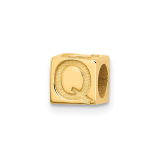 14K Yellow Gold Alphabet Bead Letter Q Charm