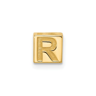 14K Yellow Gold Alphabet Bead Letter R Charm