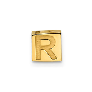 14K Yellow Gold Alphabet Bead Letter R Charm