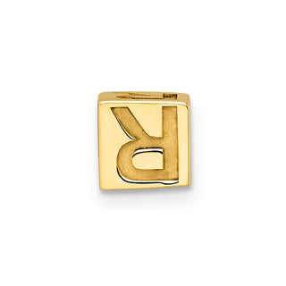14K Yellow Gold Alphabet Bead Letter R Charm