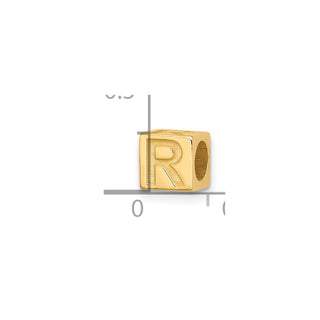 14K Yellow Gold Alphabet Bead Letter R Charm