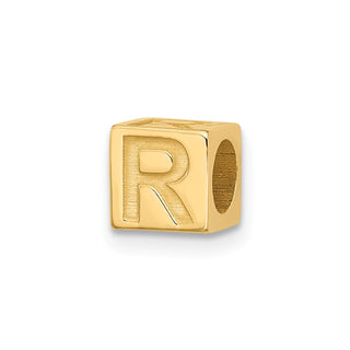 14K Yellow Gold Alphabet Bead Letter R Charm