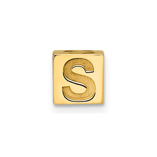 14K Yellow Gold Alphabet Bead Letter S Charm