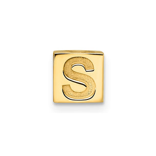 14K Yellow Gold Alphabet Bead Letter S Charm