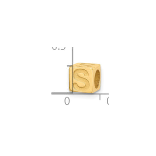 14K Yellow Gold Alphabet Bead Letter S Charm