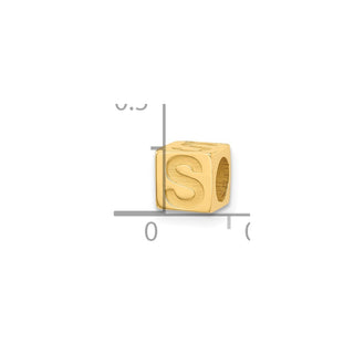 14K Yellow Gold Alphabet Bead Letter S Charm