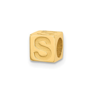 14K Yellow Gold Alphabet Bead Letter S Charm