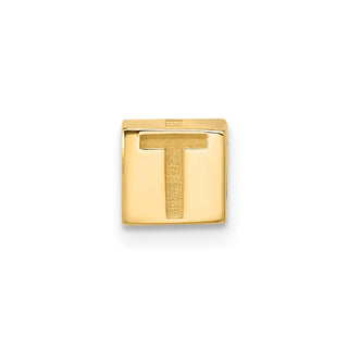 14K Yellow Gold Alphabet Bead Letter T Charm