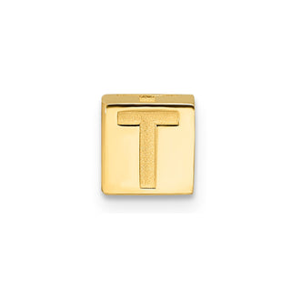 14K Yellow Gold Alphabet Bead Letter T Charm