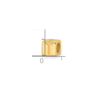 14K Yellow Gold Alphabet Bead Letter T Charm