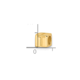 14K Yellow Gold Alphabet Bead Letter T Charm