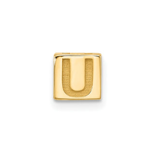 14K Yellow Gold Alphabet Bead Letter U Charm