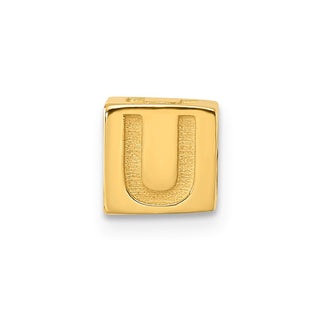 14K Yellow Gold Alphabet Bead Letter U Charm