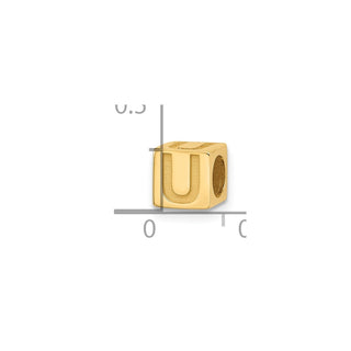 14K Yellow Gold Alphabet Bead Letter U Charm