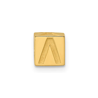 14K Yellow Gold Alphabet Bead Letter V Charm