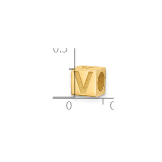 14K Yellow Gold Alphabet Bead Letter V Charm