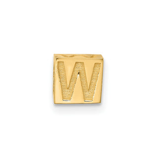14K Yellow Gold Alphabet Bead Letter W Charm