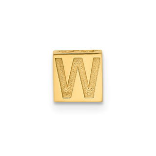 14K Yellow Gold Alphabet Bead Letter W Charm
