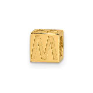 14K Yellow Gold Alphabet Bead Letter W Charm