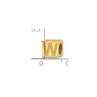 14K Yellow Gold Alphabet Bead Letter W Charm
