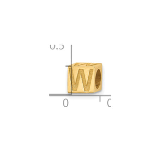 14K Yellow Gold Alphabet Bead Letter W Charm
