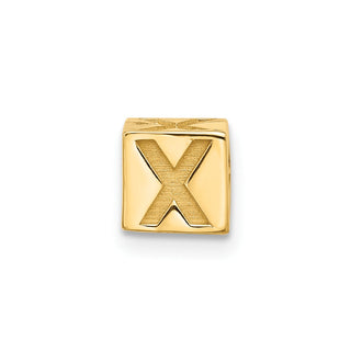 14K Yellow Gold Alphabet Bead Letter X Charm